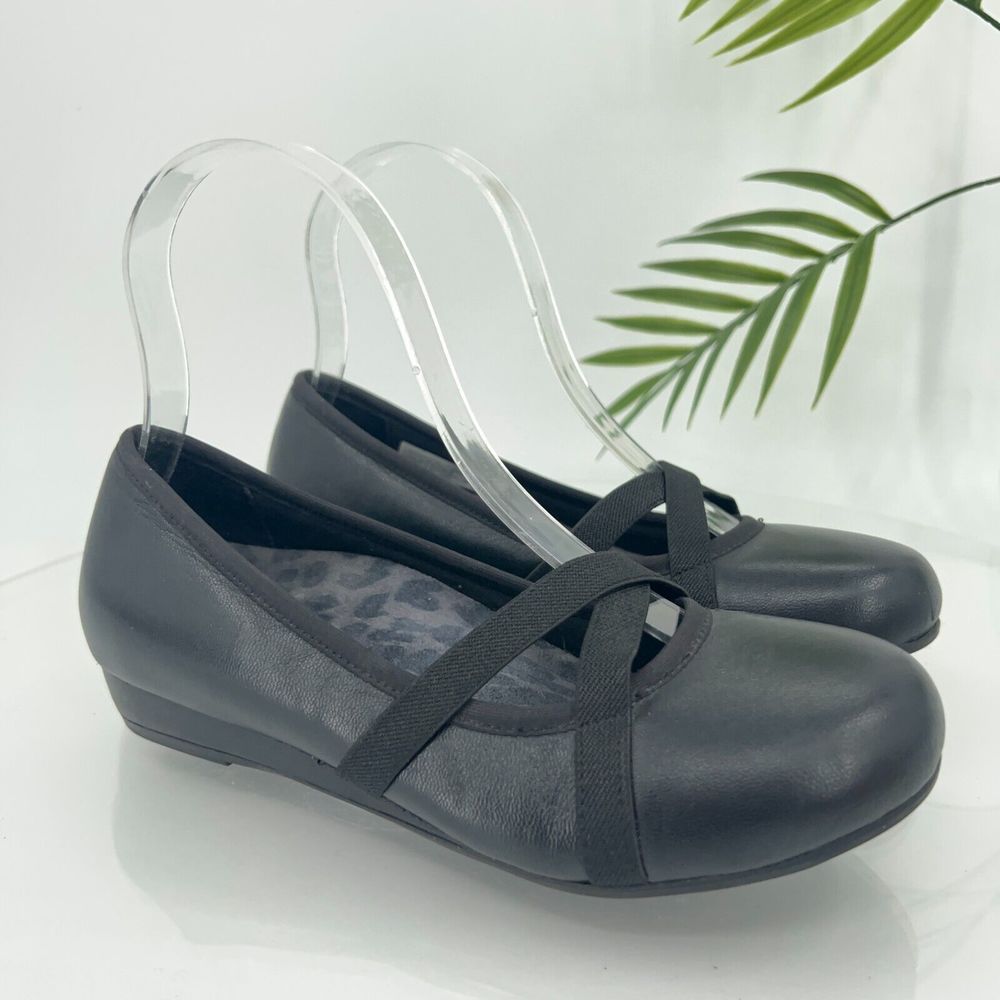 Vionic Dakota Mary Jane Pumps Women 5 Black Leather Wedge Slip On Comfort Shoes